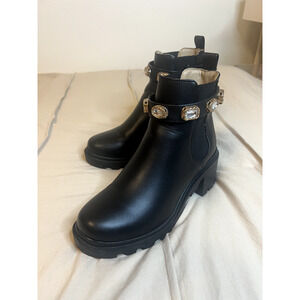 Steve Madden Amulet Jewel Embellished Lug Sole Chunky Block Heel Combat Platform